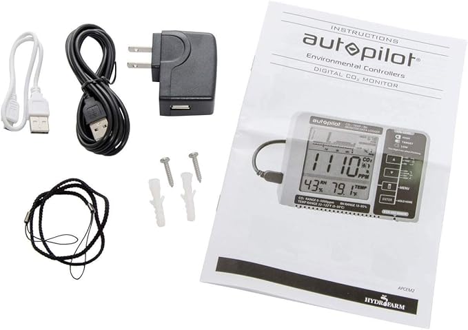 Autopilot APCEM2 Desktop Hydroponic Gardening CO2 RH Temperature Monitor and Data Logger for Greenhouse or Grow Room, White/Blue, 2 Pack - Image 7