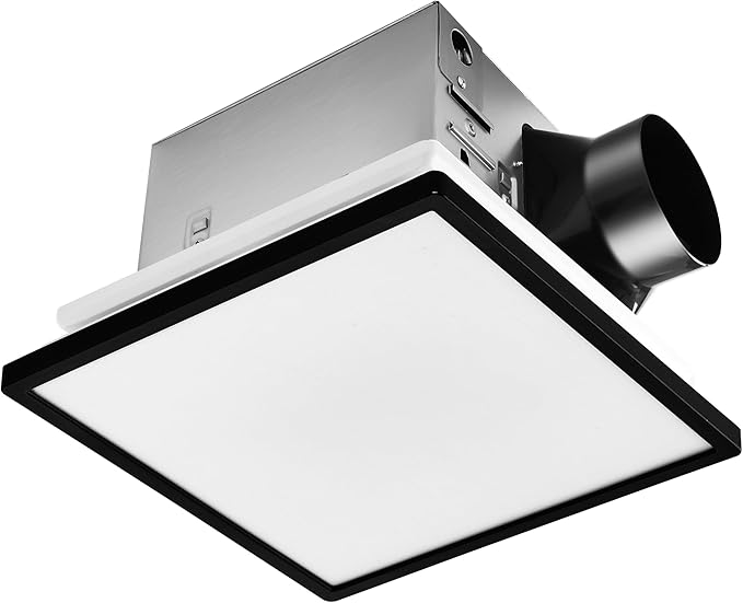 Tech Drive Bathroom Exhaust Fan with Light,110CFM,Super Quiet Bathroom Ventilation Fan,1000lm Dimmable 3CCT LED Light 3000K/4000K/5000K Selectable, Energy Star Bath Fan, Decorative Black Trim by TechDrive