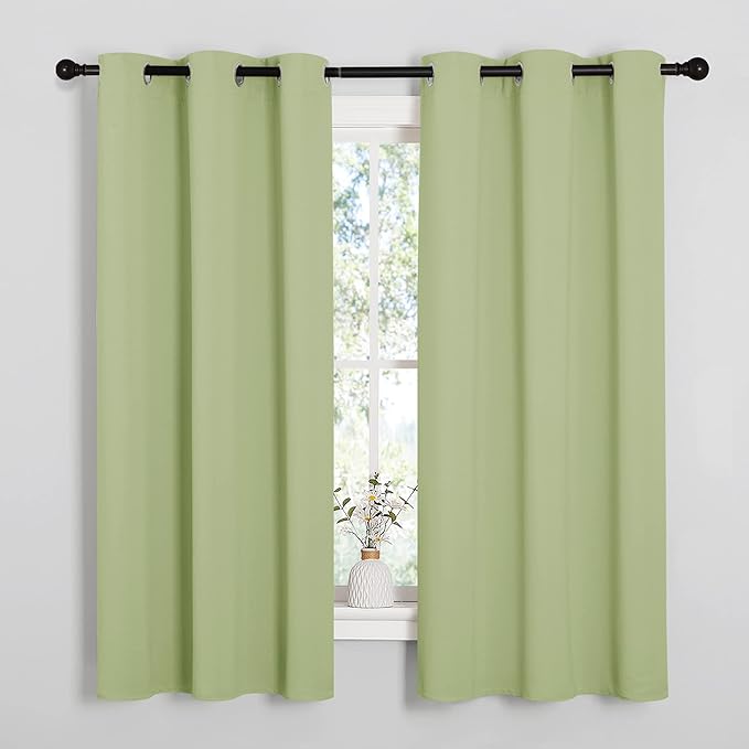 NICETOWN Curtains for Bedroom, Green Nursery Curtains Thermal Insulated, Grommet Top Blackout Drapes for Son's Room Privacy (Sage Green, 1 Pair, 42 x 63 inches) by NICETOWN