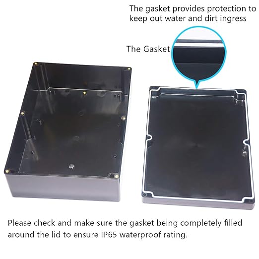 Junction Box, Zulkit Project Box IP65 Waterproof Outdoor Box ABS Plastic Electrical Boxes Electronic Enclosure Black 11.42 x 8.27 x 3.94 inch (290 x 210 x 100 mm)(Pack of 1) - Image 4