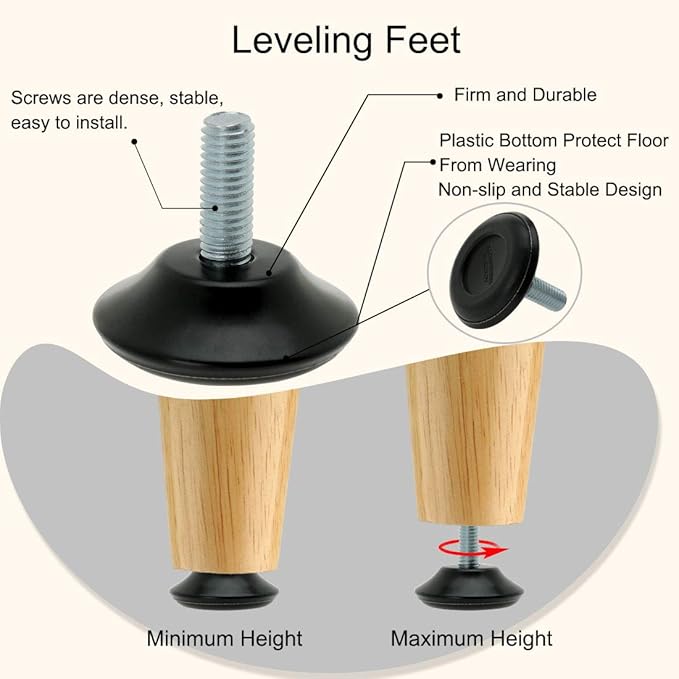 uxcell M8 x 25 x 40mm Screw on Furniture Glide Leveling Feet Floor Protector Pad Adjuster for Cabinet Chair Leg 4 Pack - Image 4