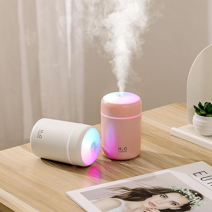 Portable Mini Humidifier, 300ml with Colorful LED Night Light, USB Personal Desktop Humidifier for Car Office Home Travel, Auto Shut-Off, 2 Mist Modes, Super Quiet - Image 4