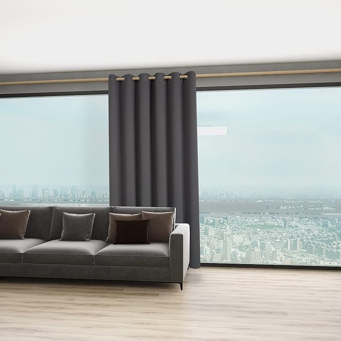 BONZER Room Divider Curtain Total Privacy Wall Grommet Thermal Insulated Wide Blackout Curtains for Bedroom Living Room, 108L x 70W Inch (9L x 5.8W ft), 1 Panel, Dark Grey - Image 4
