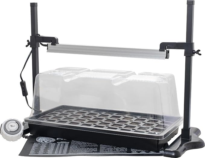 SunBlaster Seed Starting Growing Herbs Kit SL1611208 Grow Light, Stand, Tray, Dome, Heat Mat Timer & Plugs by SunBlasterLighting
