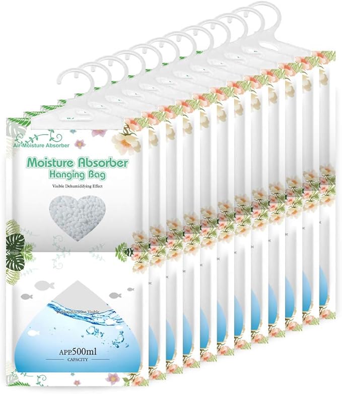 CANAGER Hanging Moisture Absorber-12 Packs, Hanging Dehumidifier Bags for Closet,Bedroom and kitchen,Fragrance Free,Moisture Absorb 12.5OZ by CANAGER