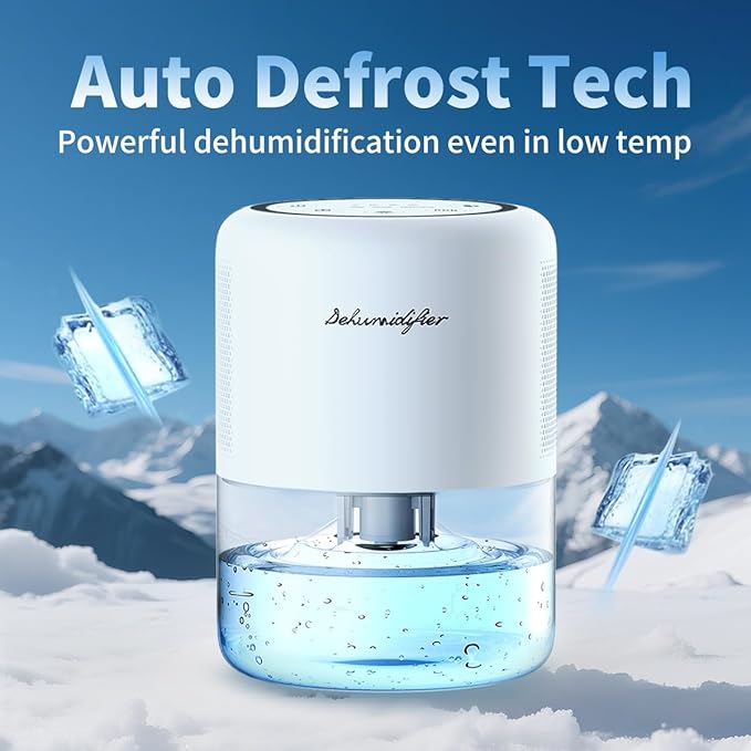 44oz(1.3L) Small Dehumidifier for Home Auto-Off Quiet Portable Dehumidifier with 3 Modes 10 Color Lights 4 Timer Settings for Bedroom Bathroom Closet (215 sq.ft) - Image 7