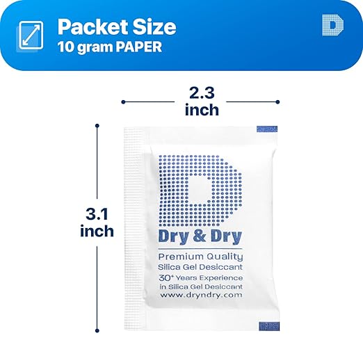 Dry & Dry 10 Gram [40 Packets] Food Grade Silica Gel Packs Desiccant Packs, Silica Packets - Rechargeable Silica Gel Packets, Desiccants, Silica Gel - Image 7