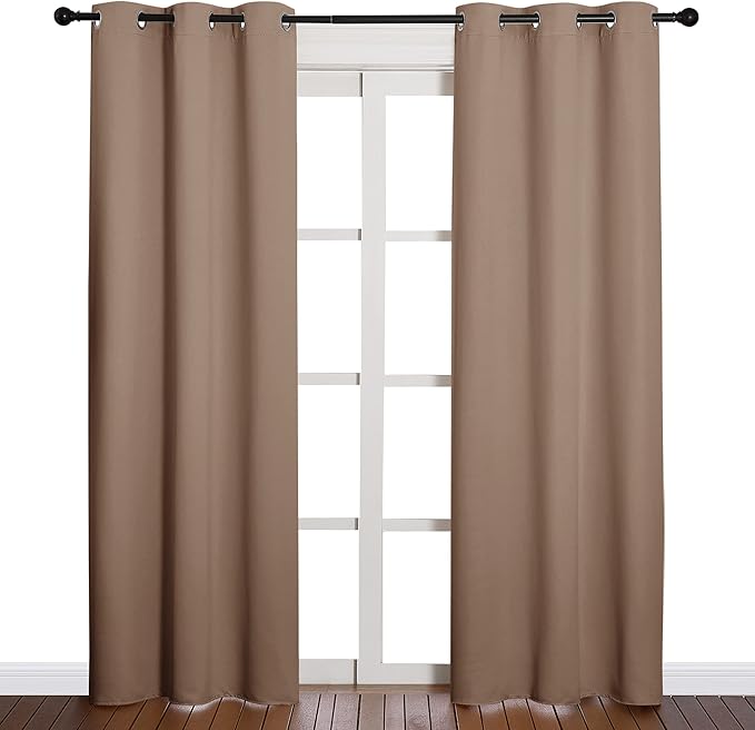 NICETOWN Window Treatment Thermal Insulated Solid Grommet Blackout Curtains/Drapes for Bedroom (1 Pair, 42 by 84 Inch, Cappuccino) - Image 2