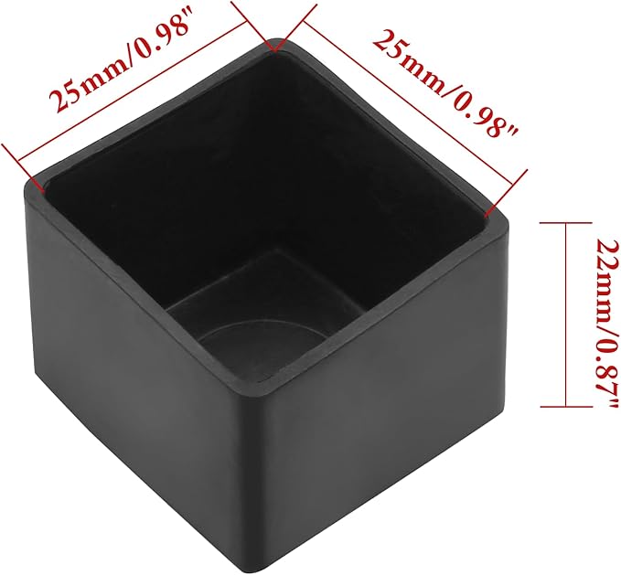 20 Pcs Square PVC Furniture Leg Caps (1" x 1"), Vinyl Flexible Chair Leg Floor Protectors for Patio Indoor Chair Table Bed, 25mm x 25mm - Image 2