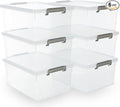 Citylife 33 QT 6 Packs Plastic Storage Bins with Lids and Secure Latching Buckles Clear Stackable Storage Containers for Organizing Durable Storage Box by Unknown
