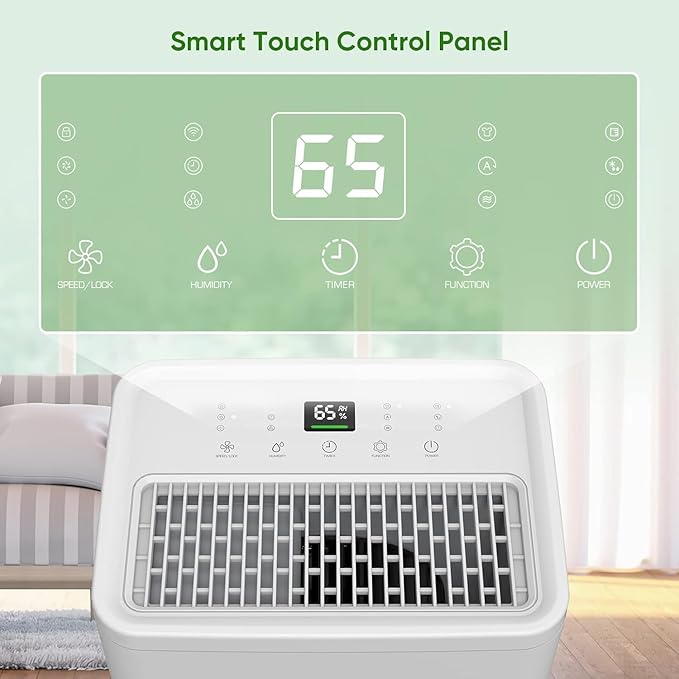 Dehumidifier, Dehumidifier for Basement with Drain Hose Max 70 Pints, Dehumidifiers for Home up to 4,500 Sq. Ft, Ideal for Bedroom, Bathroom & Large Rooms, Humidity Control, Dry Clothes, 24HR Timer - Image 4