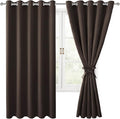 Hiasan Grommet Blackout Curtains for Bedroom, 60 x 72 Inches - Thermal Insulated & Light Blocking Window Drapes for Living Room/Dorm Room, Set of 2 Panels Sewn with Tiebacks, Brown by Hiasan
