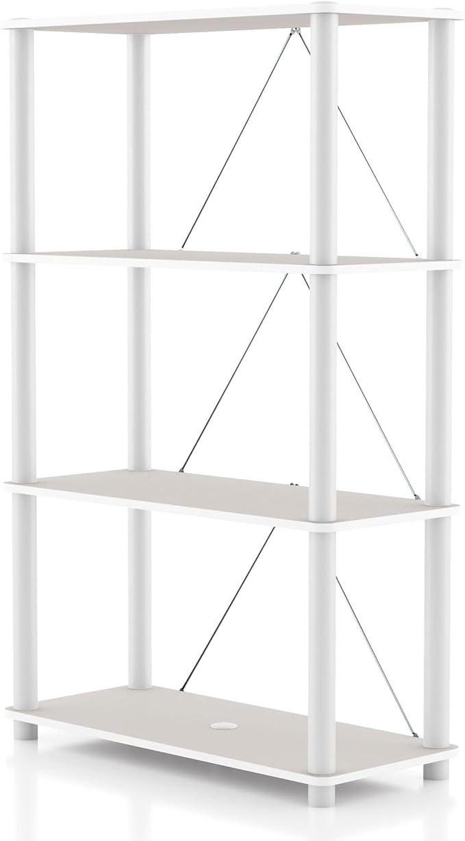 Homes: Inside + Out Apexa Modern 4-Tier Wide Shelving Units, Collectibles Display Shelves, Easy Assembly Standing Shelf, Home Storage Organizer for Living Room, Bedroom, Office, Taupe Grey by HOMESInsideOut
