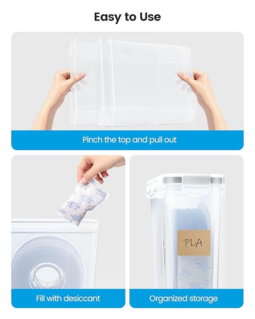 YOOPAI Filament Storage Box - 4 Pack Filaments Container for 3D Printing Filaments Sealing and Protection - Portable Filament Storage with Desiccant&Label ,Water-Proof and Dust-Proof 4.0L(9.03*8*3) - Image 3