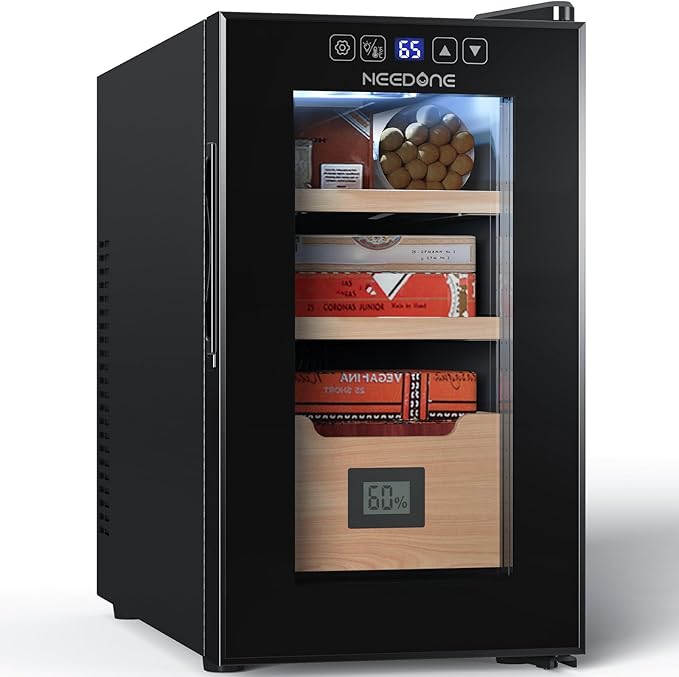 NEEDONE Electric Cigar Humidor 26L with Heating and Cooling Quiet Control System, Thermostatic Cabinet for 200 Counts with Spanish Cedar Wood Shelves & Drawer with Hygrometer, Gift for Men… by NEEDONE