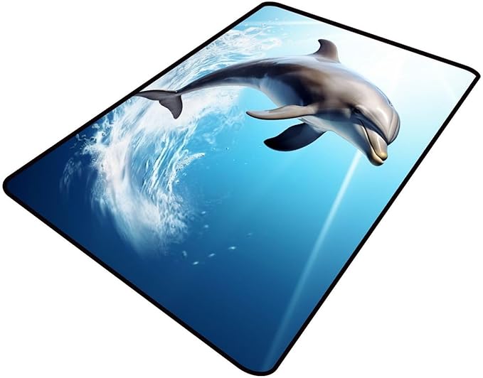 Shag Carpet - Dolphins Design Printing Anti-Slip Backing Area Rugs Stain Resistant Washable Accent Rugs Non Shedding Floor Carpet for Living Room Bedroom, 78 x 120 Inch by Snarena