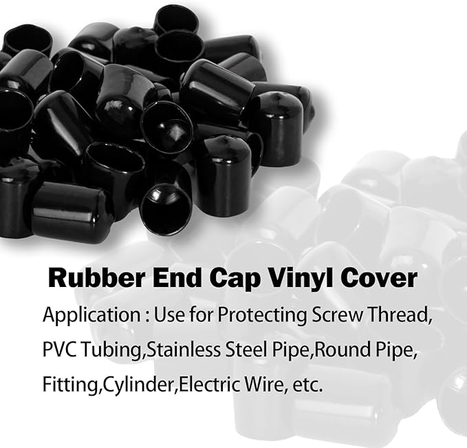 10 PCS Black Round Vinyl Rubber End Caps Kits, Flexible Screw Thread Protectors Safety Cover for Metal Tubing Rod Bolt, 16mm (16/25 inch) - Image 5