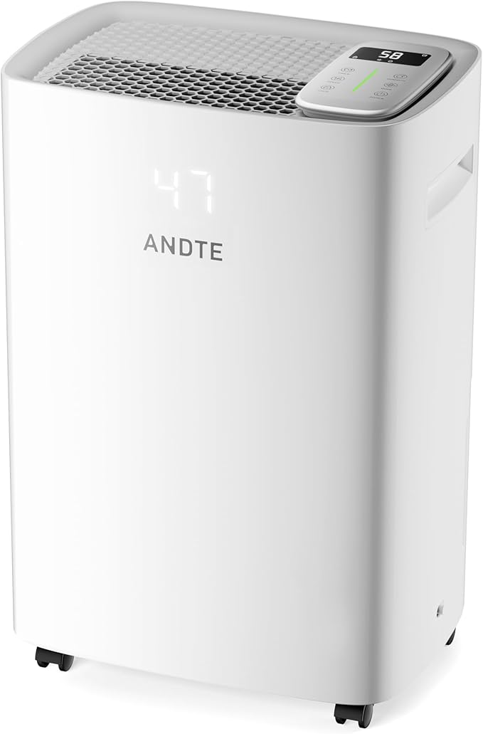6500 Sq.Ft Energy Star Dehumidifier for Basement Home, ANDTE 120 Pints Large Room Dehumidifiers Efficient with Drain Hose & 1.32 Gal Tank, Smart Humidity Control, Touch Control Panel, Auto Defrost by ANDTE