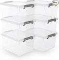 Citylife 22.2 QT 6 Packs Plastic Storage Bins with Lids and Secure Latching Buckles Clear Stackable Storage Containers for Organizing Durable Storage Box by Unknown