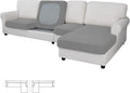 Easy-Going Stretch 4 Pieces Couch Cushion Covers for Sectional Sofa Left/Right L Shape Chaise Lounge Sofa Seat slipcover Anti-Slip Sofa Cover Soft (3 Seater + 1 Chaise, Light Gray) by Easy-Going