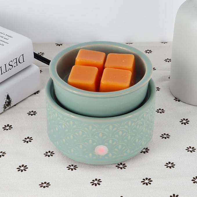 kobodon Ceramic Wax Melt Warmer - 3-in-1Electric Wax Warmer-Fragrance Candle Burner for Scented Wax Tarts and Essential Oils - Wax Melts as Gifts for Moms Grandma Women Girls（Light Green） - Image 4