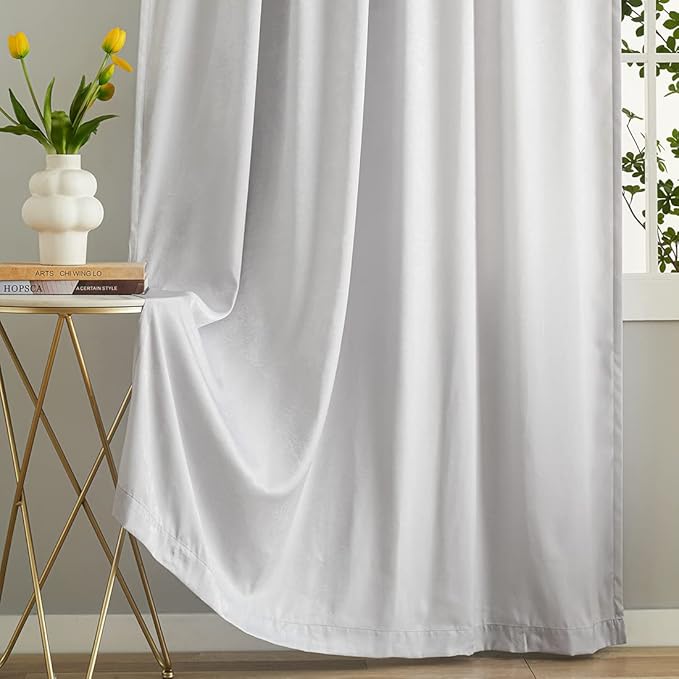 Privacy Sheer Curtains That Let Light in, Rod Pocket Semi Sheer Privacy Curtains 95 inch Length 2 panels, Soft Velvet Opaque Grey Privacy Draps for Windows Living Room Bedroom French doors (52" x 95") - Image 2