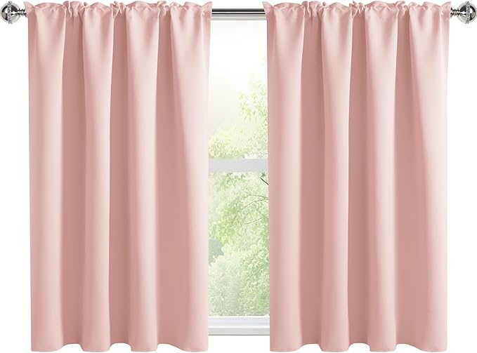 DWCN Blackout Curtains for Living Room Thermal Insulated, Energy Saving & Noise Reducing Bedroom Curtains, Blush Pink, W 52x L 36 Inch, Set of 2 Rod Pocket Curtain Panels - Image 9