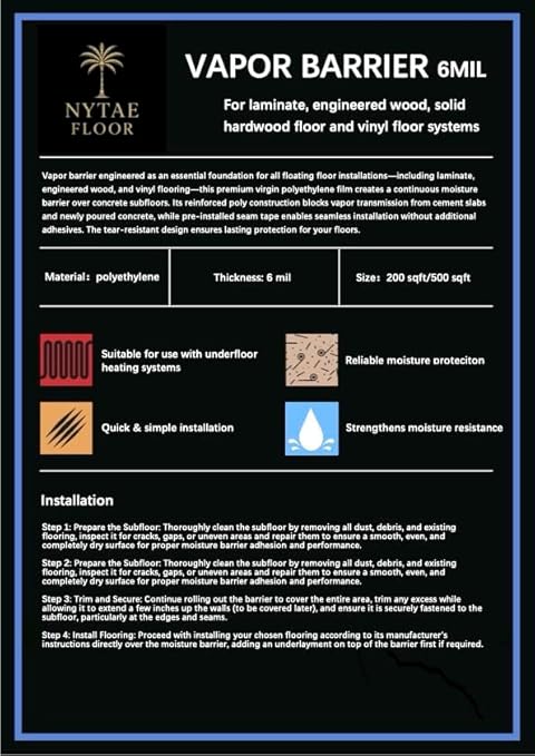 Nytae Floor™ 6 Mil Moisture Barrier Underlayment – 200/500 / 800 sqft Options (1, 500) - Image 4