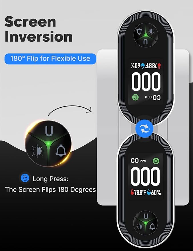 3IN1 Carbon Monoxide Detector Combination Plug in, CO Monitor with Temperature Humidity Sensor Built-in, Alarm Sound Warning for Kitchen/Garage/Fireplace/RV - Image 6