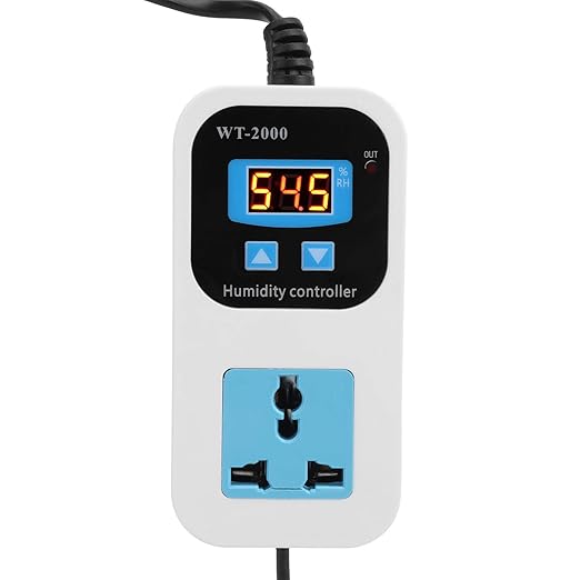 Digital Humidity Controller Humidity Detector Controlling Device, Air Humidity Controller with LCD Display, Humidity Moisture Controlling Switch Socket for Home Warehouse Greenhouse(US Plug) - Image 2