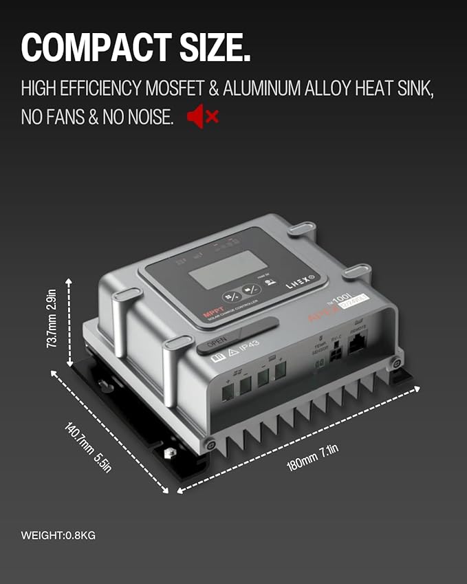 MPPT Solar Charge Controller 40A, 12V 24V Solar Panel Regulator with Temp Sensor for LiFePO4,AGM, Gel, Flooded and Lithium Battery - Image 8