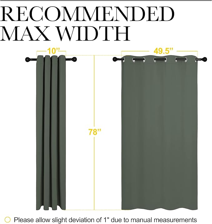 NICETOWN Dark Mallard Blackout Curtain Panel Grommet - Home Decorations Thermal Insulated Solid Grommet Top Blackout Living Room Panels/Drapes for Gift (1 Pair, 55 x 78-Inch) - Image 7