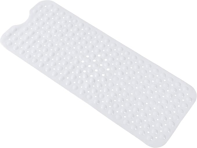 Anti-Slip Bathtub Shower mat, 39.3×15.7 inch（Approximately 100 × 40cm） Soft Oversized Machine Washable Non-Slip Bathtub mat with Drainage Holes, Bathroom Floor Suction Cup.（1-Opaque White） by ERASILKEN-X