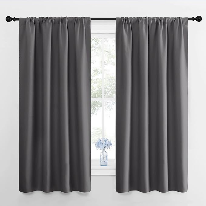 NICETOWN Blackout Curtains Panels for Bedroom - Thermal Insulated Rod Pocket Window Blackout Drapes/Draperies for Living Room (2 Panels, W42 x L63 inches, Grey) by NICETOWN