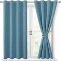 Hiasan Blackout Curtains for Bedroom - Thermal Insulated & Light Blocking Window Curtains for Living Room/Kids Room, 2 Drape Panels Sewn with Tiebacks, Stone Blue, 52 x 45 Inch by Hiasan