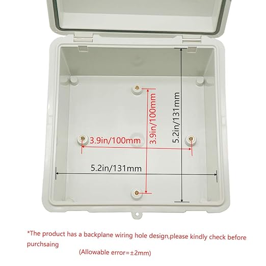 Zulkit Junction Box ABS Plastic Dustproof Waterproof IP65 Electrical Boxes Hinged Shell Outdoor Universal Project Enclosure with 2 Cable Glands 5.9 x 5.9 x 3.5 inch (150x150x90 mm) - Image 5