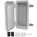 Waterproof Junction Box, ABS Plastic Electrical Box with Stainless Steel Latch, Hinged Cover Electric Project Enclosure Box with Mounting Plate, Wall Brackets & Cable Gland 7.9"x3.9"x2.8" by LuSumtly