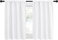 NICETOWN 2 Panels Blackout Curtains, Rod Pocket Thermal Insulated Drapes for Kitchen, Heavy Duty Small Window Treatment for Dorm Room, Studio Apartment, Basement (Pure White, W42 x L30) by NICETOWN