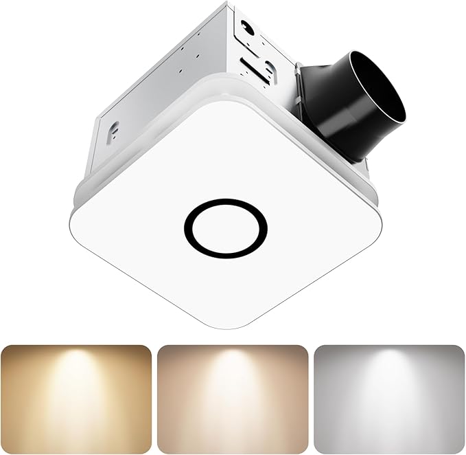 2-in-1 Bathroom Exhaust Fan with Light, 32W Quiet Vent Fan - 130 CFM & 1.5 Sones, 1200lm LED Light - 3000K/4000K/5000K Adjustable, Easy to Install, Bathroom Fans for Home, Bath, Hotel, Etc. by Unknown