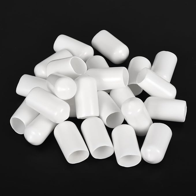 uxcell 20pcs Rubber End Caps 10mm ID Vinyl Round End Cap Cover Screw Thread Protectors White - Image 4