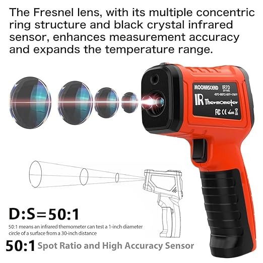 50:1 Infrared Thermometer Temperature Gun, -58°F to 1796°F Digital Laser Temp Gun for Cooking, Pizza Oven, BBQ, Fridge IR Thermometer Gun for HVAC, Engine, and Industrial Use - Image 5