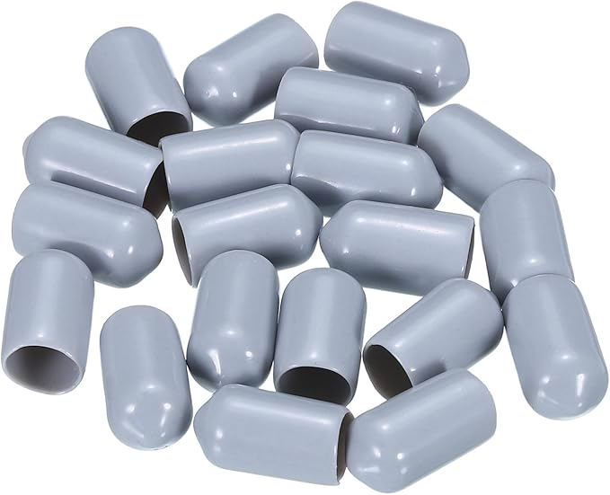 uxcell 20pcs Rubber End Caps 8mm(5/16") ID Vinyl PVC Round Tube Bolt Cap Cover Screw Thread Protectors Grey - Image 4