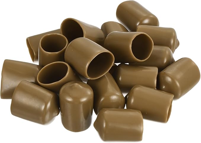 uxcell 20pcs Rubber End Caps 15mm(5/8") ID Vinyl PVC Round Tube Bolt Cap Cover Screw Thread Protectors Light Brown - Image 4
