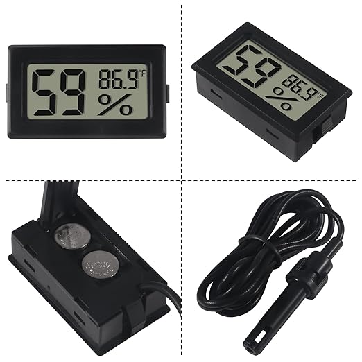 6-Pack Mini Digital Thermometer Hygrometer with Probe Indoor Temperature Humidity Meter Gauge LCD Fahrenheit Display Hygrometer Thermometer Gauge, Black - Image 2
