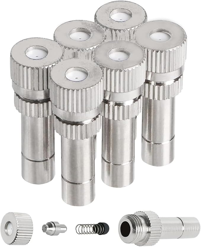 20pcs Brass Mister Nozzles, 6mm Misting Nozzles for Outdoor Cooling System, Landscaping, Air Humidification, Greenhouse Irrigation (without Filter, 0.031"/0.8mm Orifice) - Image 3