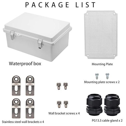 Waterproof Electrical Box Junction Box Weatherproof IP67 ABS Plastic Enclosure Switch Router Project Box Electronics DIY Enclosure with Mounting Plate and Wall Bracket Grey 11.2"x 7.5"x5.5" - Image 4