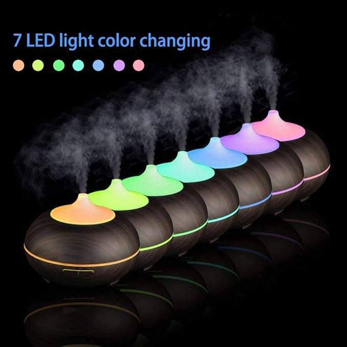550ml Large Capacity Essential Oil Diffuser with 6 Essential Oil Set, Aromatherapy Ultrasonic Air Humidifier with Timer Setting, 7 Color LED Night Light and Waterless Auto-Off Functions for Home, Spa - Image 7