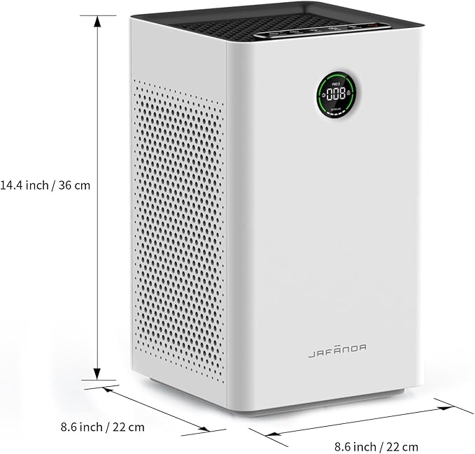 Jafända Air Purifiers for Home Large Room Up To 1190ft², True HEPA 13 Filter, Activated Carbon Remove 99.97% Dust Smoke Odor Pollen Pets Hair Dander Allergies, Quiet Sleep Mode 23dB, Night Light - Image 9