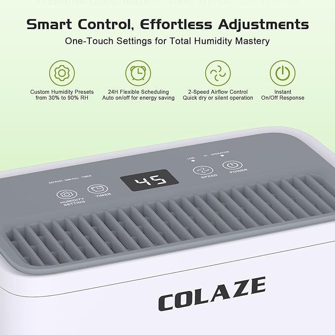 2500 Sq. Ft Dehumidifier for Home - 30 Pint Dehumidifier for Basement with Drain House - Ideal for Large Room Bedroom Bathroom - Humidity Control, Auto Defrost, 24H Timer - Image 6