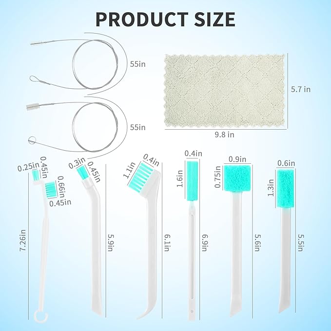 16 Pcs Ice Maker Machine Cleaning Brush Set Tools for Housekeeping, Humidifier Cleaning Brush, 2 Pcs 55 in Pipe Brushes Nylon Bristles with 12 Professional Crevice Clean Brushes for Household - Image 5